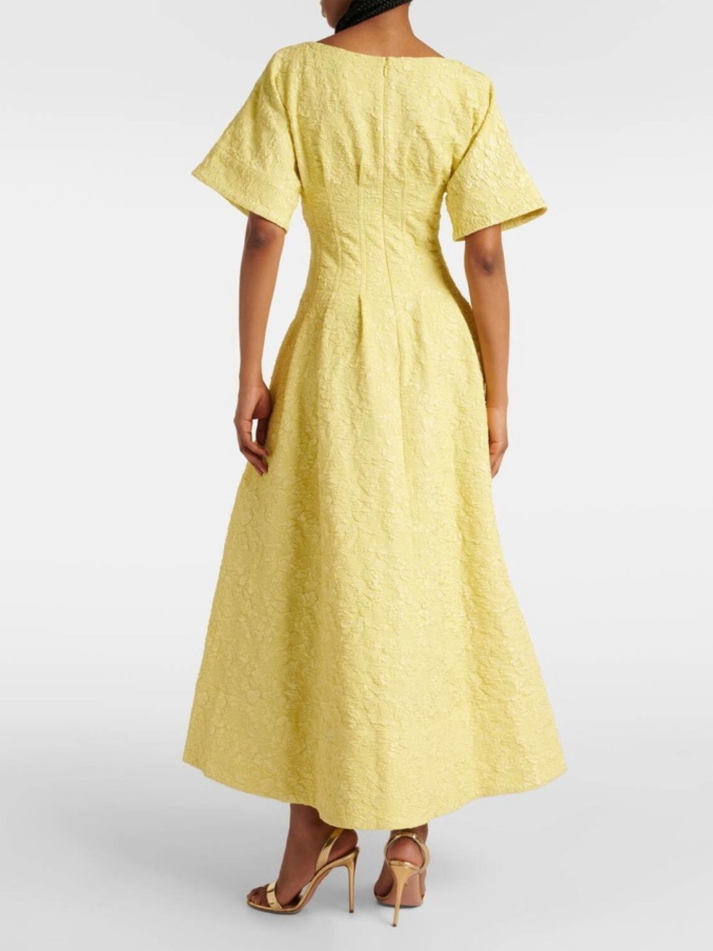 Jonathan Simkhai | Rosalie Yellow Textured Jacquard Maxi Dress Size 4 - Picture 9 of 11